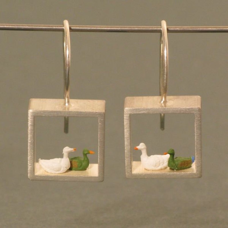 Ducks Silver Earrings image 2