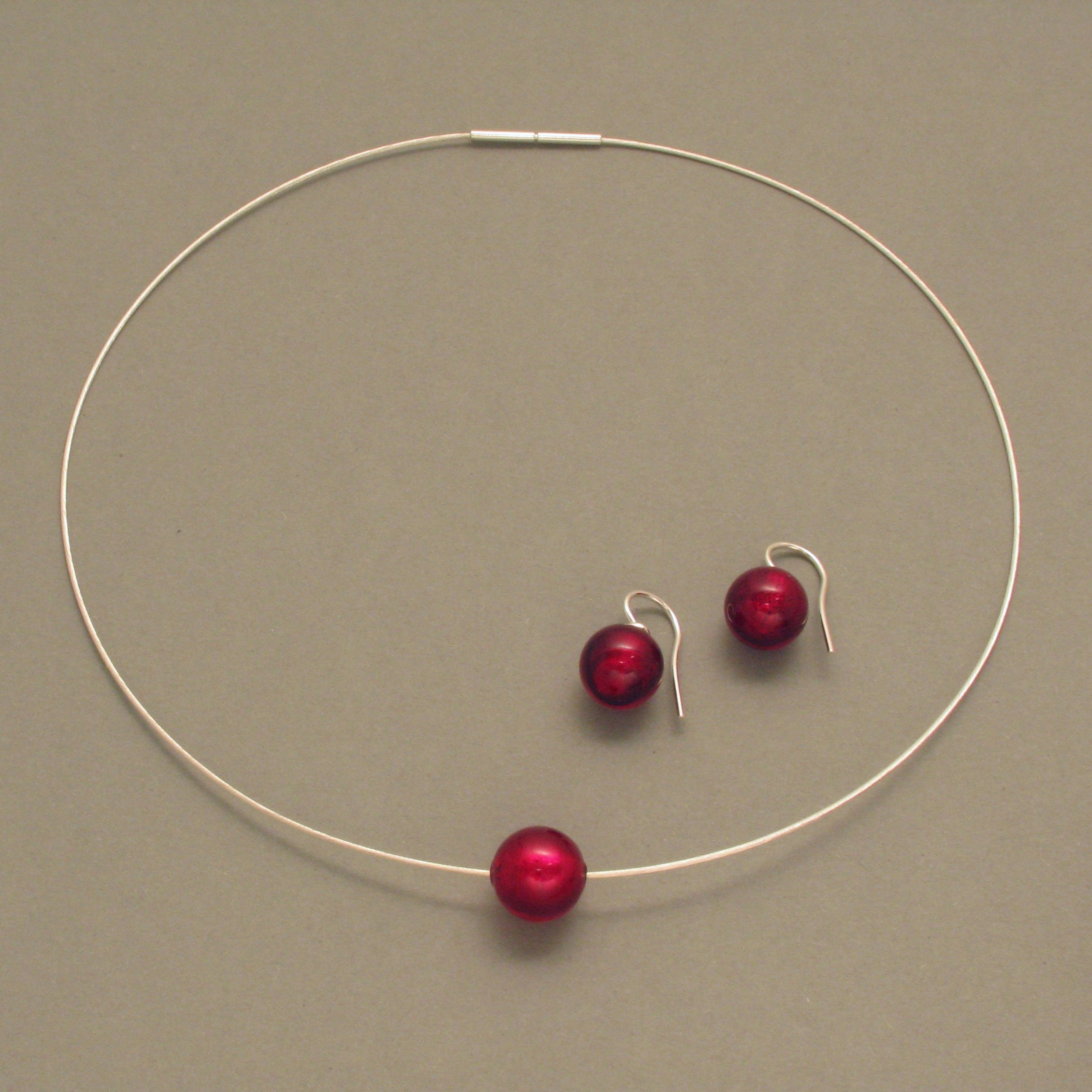 Boucles D'oreilles En Verre Rouge Murano - Occasion, Fermoir Clips, Bon état