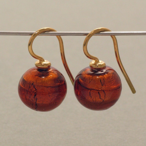 Boucles d'oreilles verre de Murano, marron