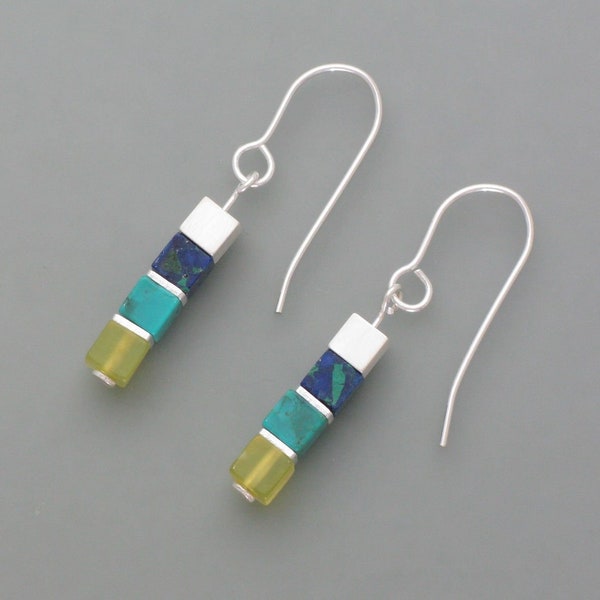 Boucles d'oreilles cubes vert turquoise