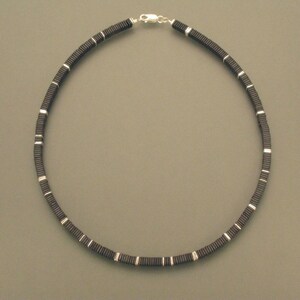 Hematite necklace, large plates, silver image 2