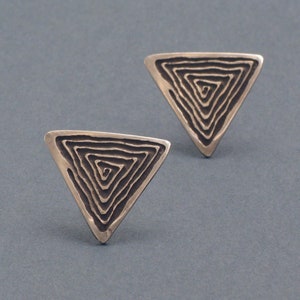 Large Blackened Silver Triangle Ear Studs