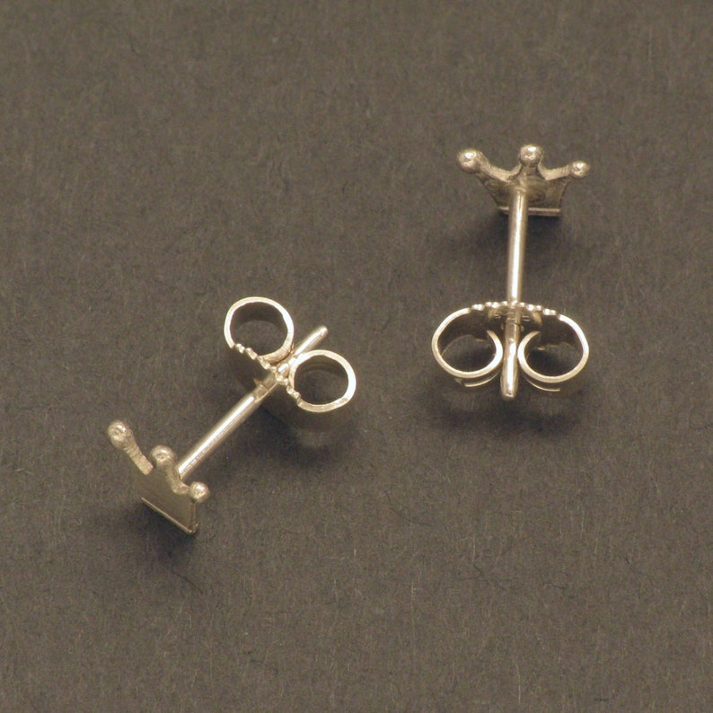 Crown Silver Ear Studs image 3