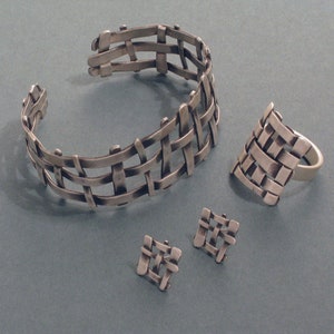 Lattice Blackened Silver Earrings image 4