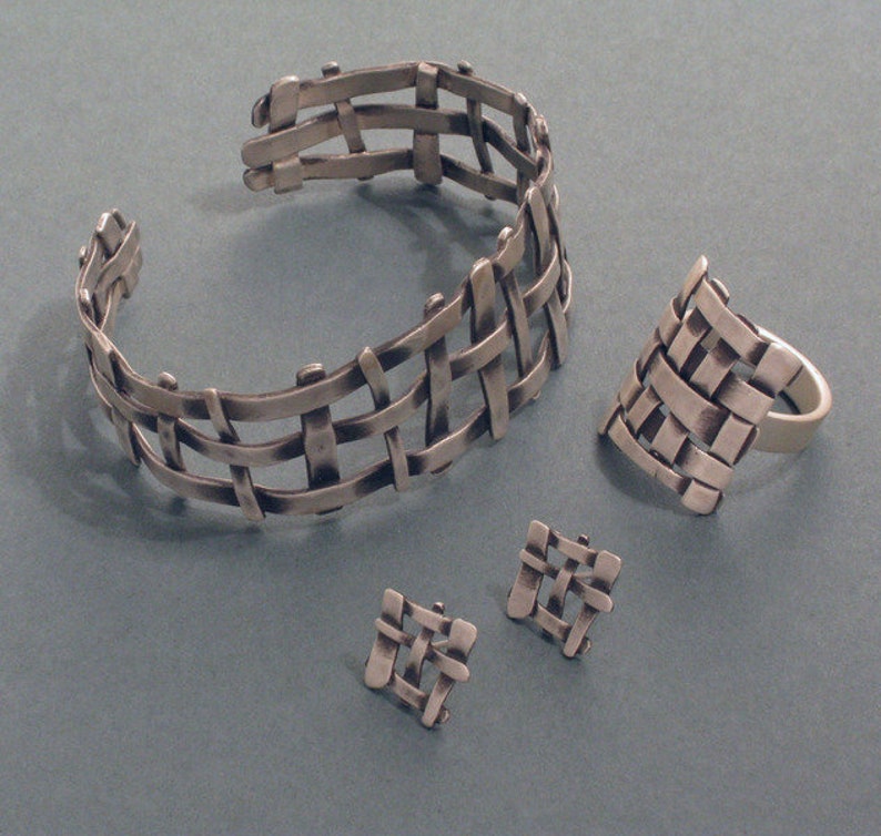 Lattice Blackened Silver Earrings image 4