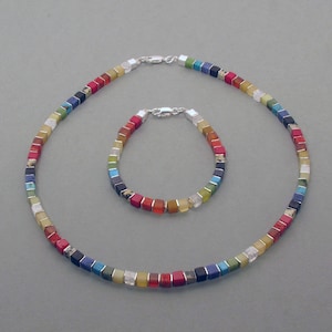 Regenbogen-Armband, Würfel, Silber Bild 4