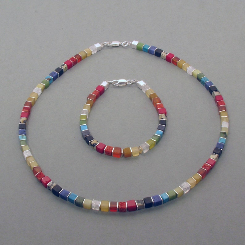 Rainbow bracelet, cube, silver image 4