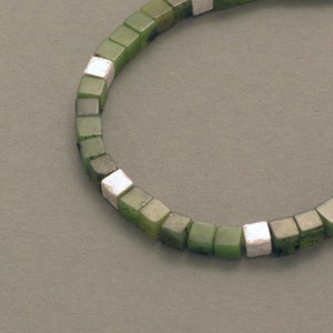 Cubed Jade Bracelet with Silver image 2