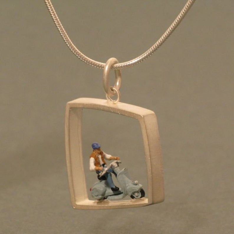 Vespa Rider Silver Pendant image 1