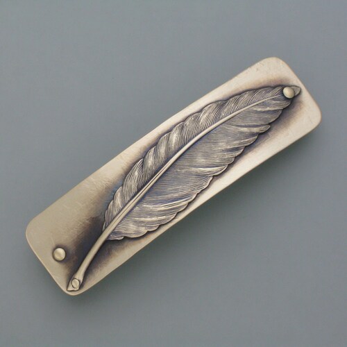 Hair clip feather brass