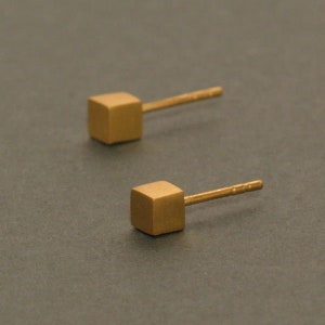 Cubed Gilded Silver Ear Studs image 2