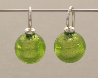 Light Green Murano Glass Bead Earrings