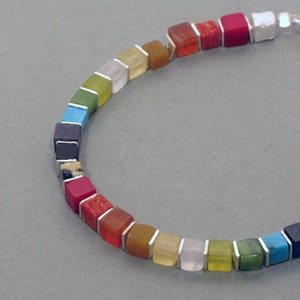 Regenbogen-Armband, Würfel, Silber Bild 1