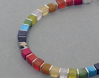 Regenbogen-Armband, Würfel, Silber