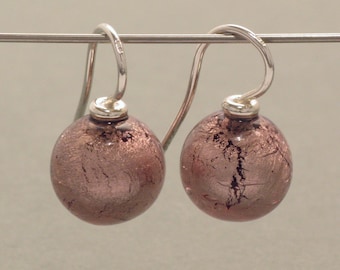 Aubergine Murano Glass Bead Earrings