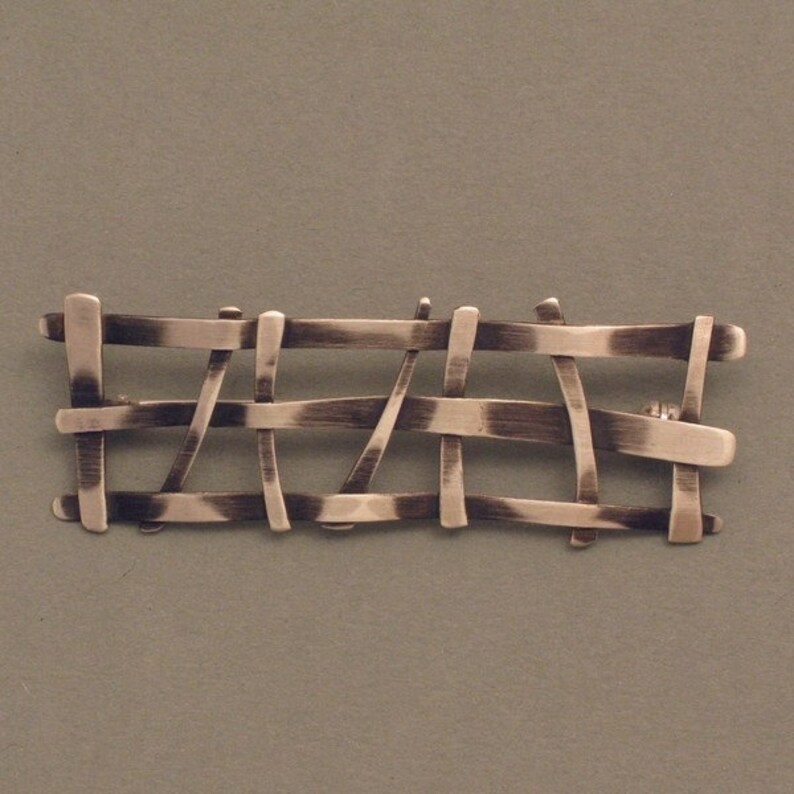 Silver brooch braided struts narrow, blackened image 1