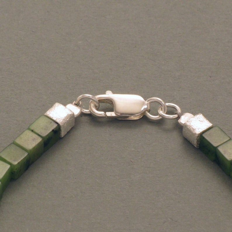 Cubed Jade Bracelet with Silver image 3