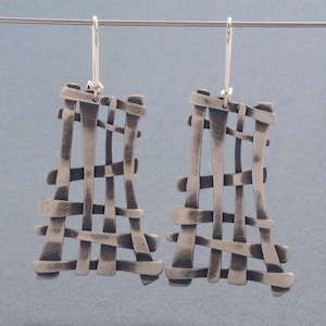 Lattice Blackened Silver Earrings