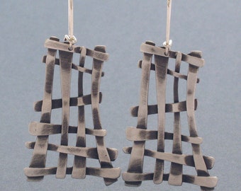 Lattice Blackened Silver Earrings