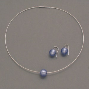 Silver Necklace with Light Blue Murano Glass image 4