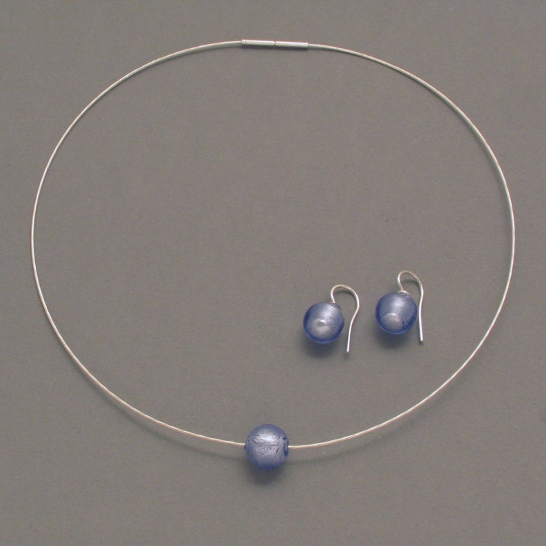 Silver Necklace with Light Blue Murano Glass image 4