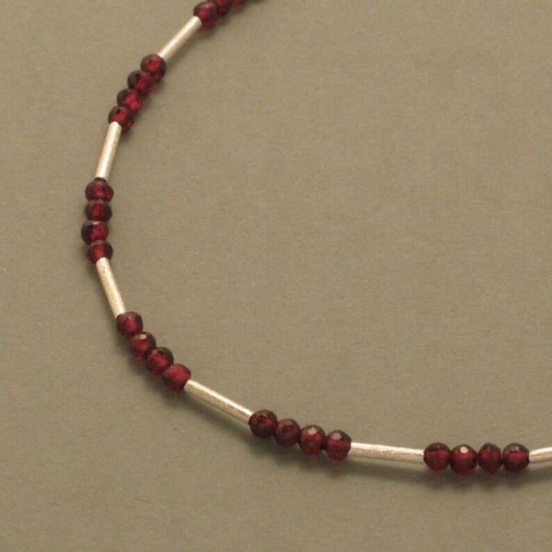 Delicate Garnet Necklace with Silver image 1