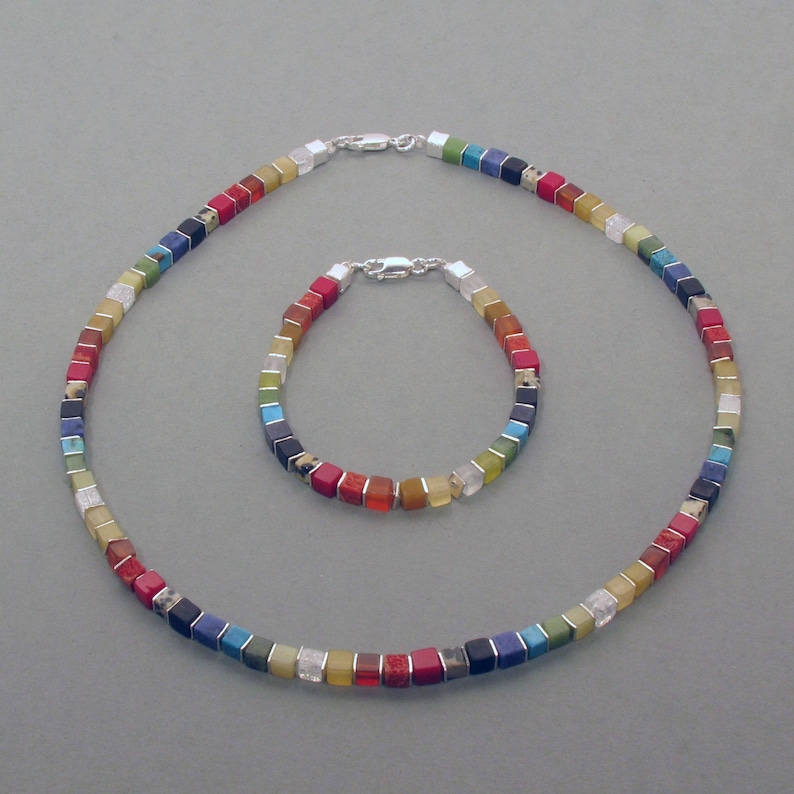 Rainbow Cubed Gemstone Necklace image 5