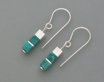 Cube earrings turquoise