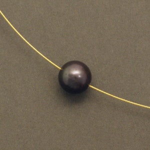 Gilded Circlet with Dark Pearl Pendant image 1