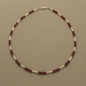 Delicate Garnet Necklace with Silver image 2