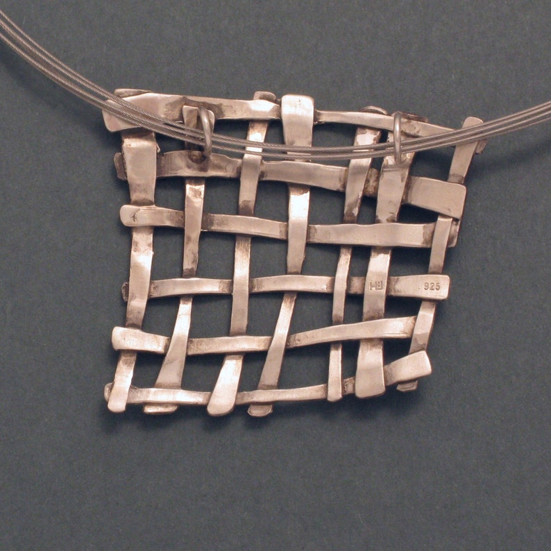 Lattice Large Blackened Silver Pendant image 4