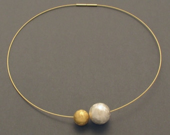 necklaces bicolor silver sphere