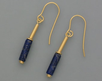 Earrings Lapis sticks gold-plated