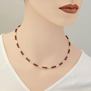 Delicate Garnet Necklace with Silver image 4