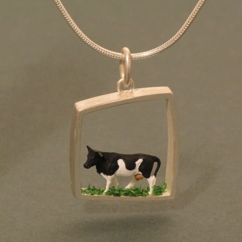 Cow Large Silver Pendant image 1