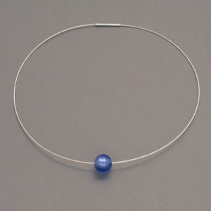 Silver Necklace with Blue Murano Glass image 2