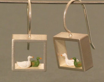 Ducks Silver Earrings