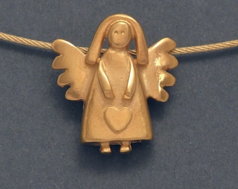 Ange gardien, pendentif en plaqué or