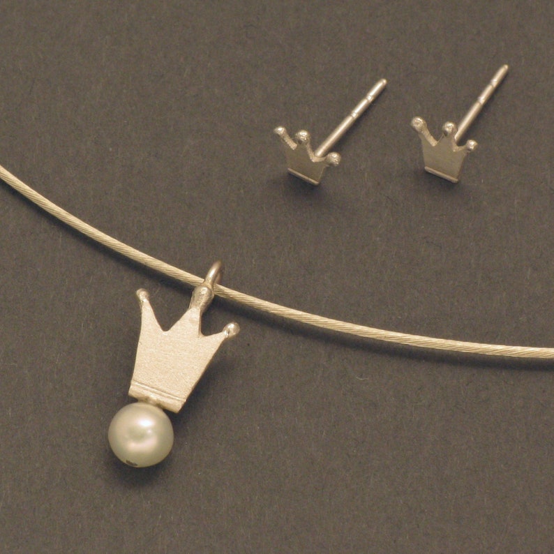 Crown Silver Ear Studs image 4