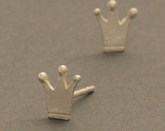 Crown Silver Ear Studs