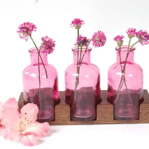 Milchkanne aus Nuss rosa, Blumenvase, Vase Bild 2