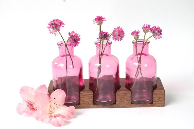 Milchkanne aus Nuss rosa, Blumenvase, Vase Bild 2