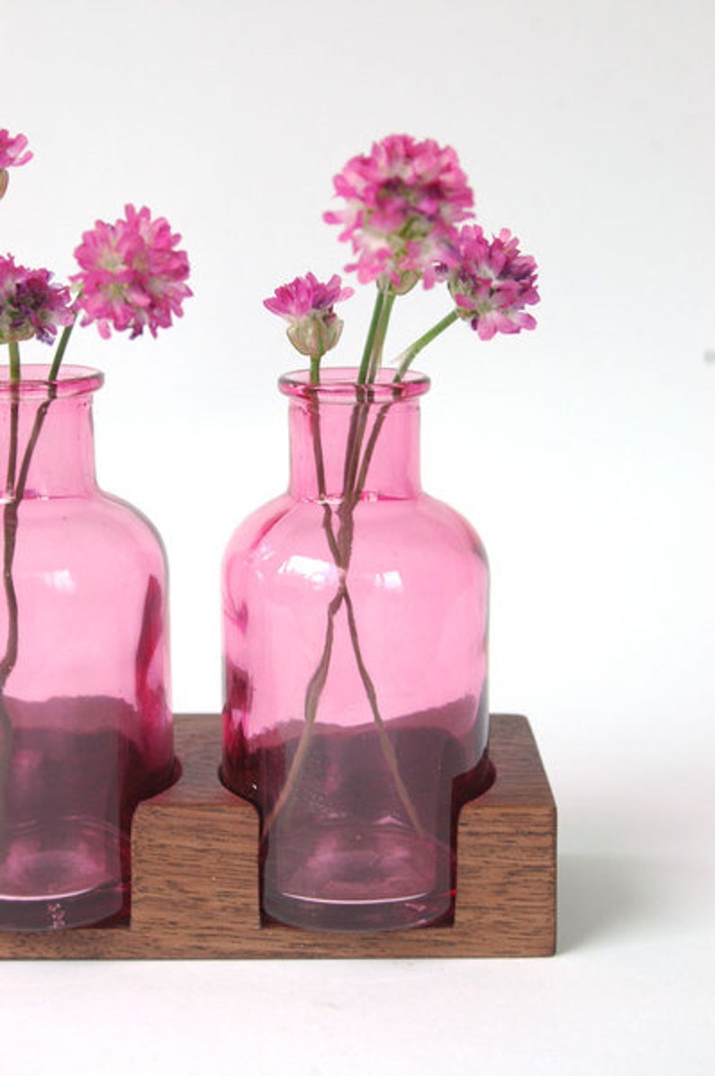 Milchkanne aus Nuss rosa, Blumenvase, Vase Bild 3