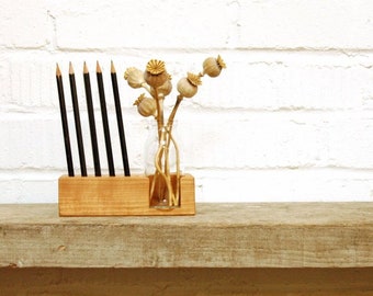 Pen holder with vase and card holder cherry