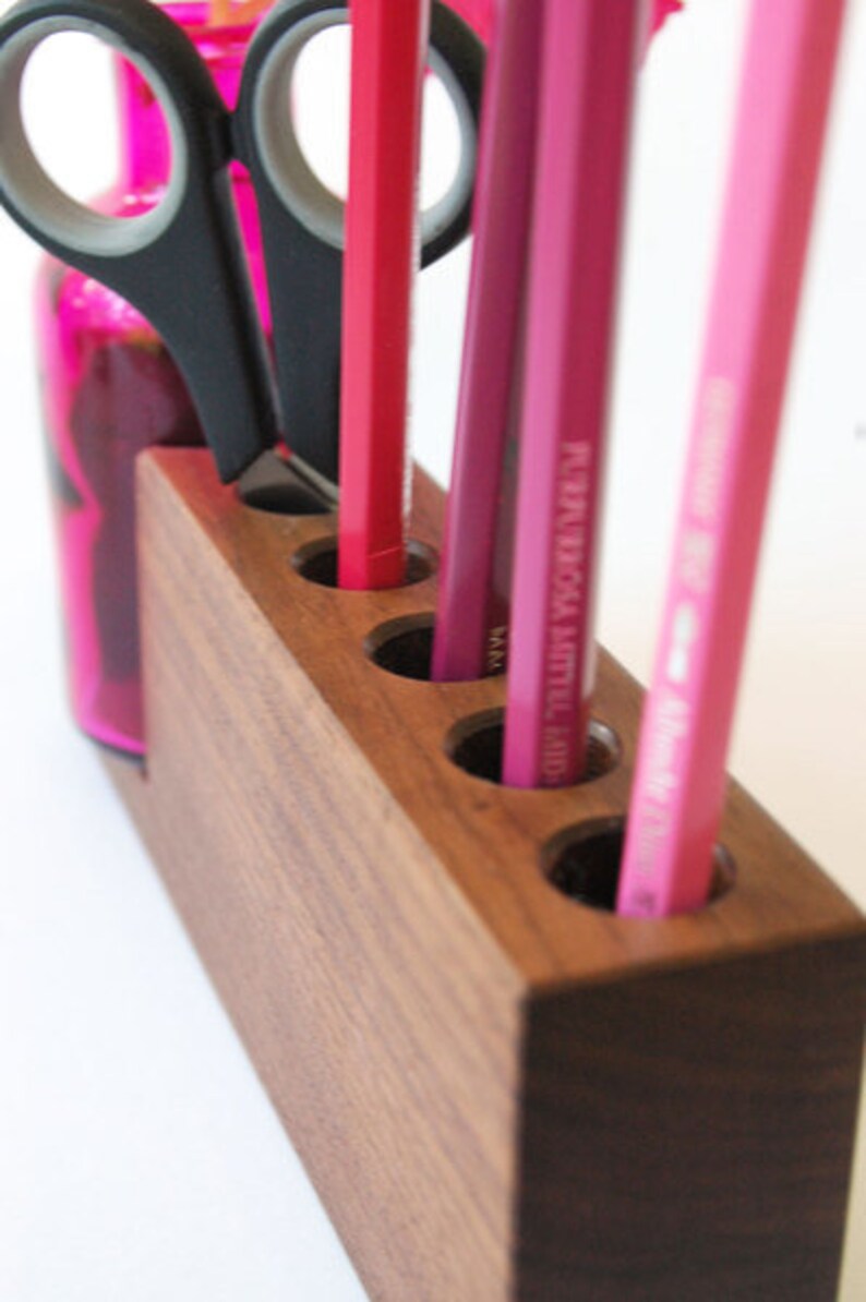 Pen holder with pink flower vase image 4