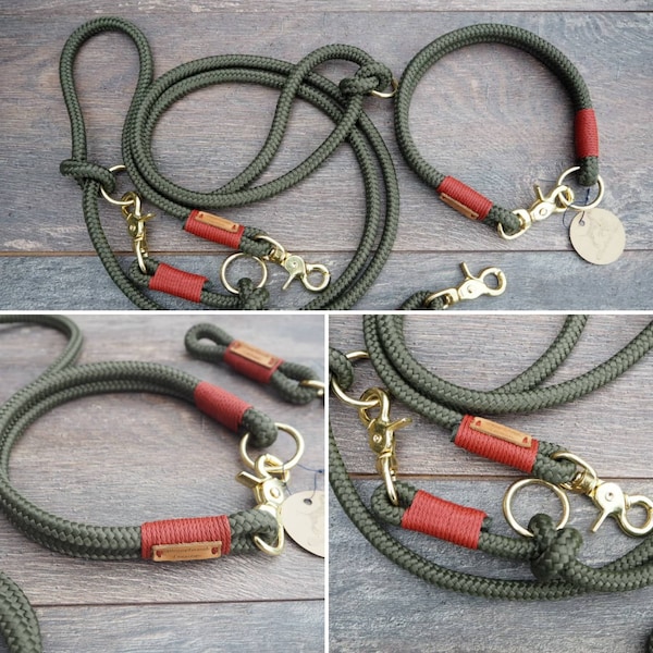Dog leash + neck in set Tauleine OLIV