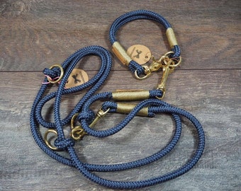 Hundeleine mit Halsband im SET Tauleine MARINEBLAU