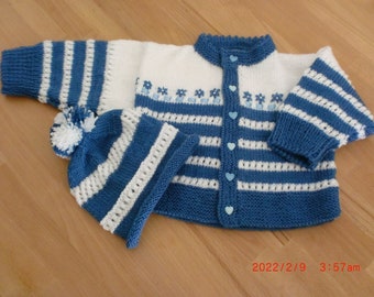 Boys' christening jacket with cap size 86/92