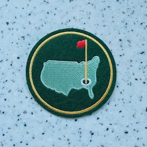 Green And Red Golf Iron-On Patch The Masters USA Golf Embroidered Sew On Patch Badge Tournament Sporting Applique Crafts For Jackets Jeans