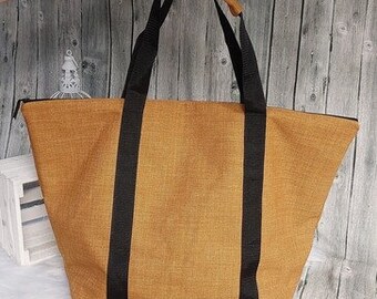 Shopping bag "Weekender" (color example ochre), leisure bag, travel bag, sports bag, made of upholstery canvas in 36 colors